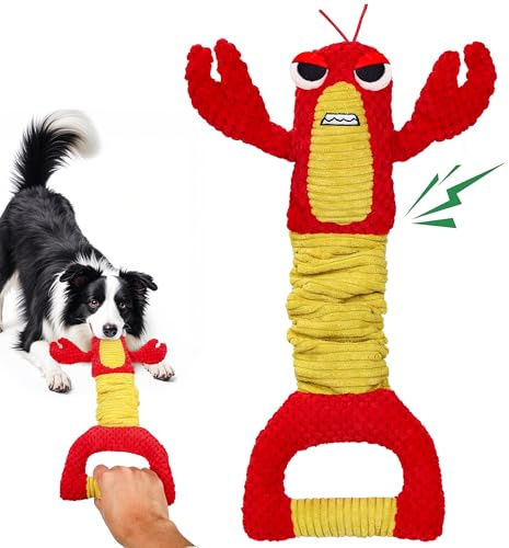 FVUUKOSIIT Juguetes para Perros - Juguete Interactivo en Forma de Langosta, Ideal para Juegos de Tirar y Aflojar, Peluche Lavable para Perros Pequeños y Medianos, Jugar y Regalar