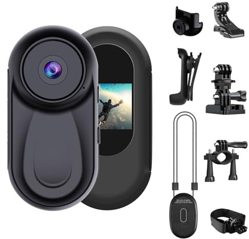 OBEST Cámara Accion 360 Visión Nocturna, Mini Camaras Deportiva Casco Moto HD 1080P, Vlog Camera Video Bodycam, POV Camara con Pantalla 0,85 Gran Angular 120 para Ciclismo, Acc Multifuncion