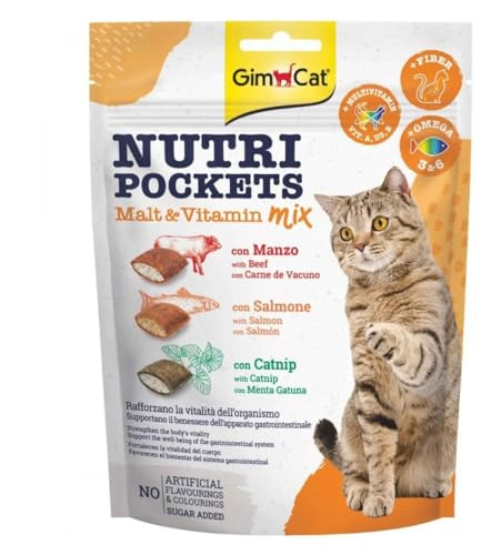 GimCat Nutri Pockets Mix - Crunchy snack for cats with creamy filling and functional ingredients - 1 bag (1 x 150 g)