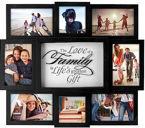 Malden International Designs The Love of a Family Dimensional Collage Black Picture Frame, 8 Option, 6-4x6 & 2-4x4, Black (8308-08)