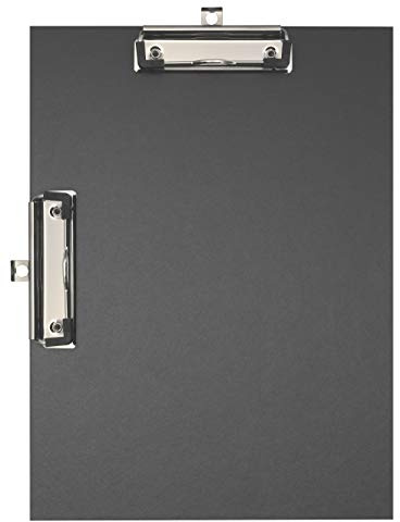 Exacompta - Ref. 18271E - 1 Coated paper double clip clipboard - Size 23x32cm for A4 - Black