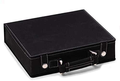 Bey-Berk Parker 100-Chip Black Poker Set, Leatherette Case with 11.5g Clay Composite Chips, Playing Cards and Dice