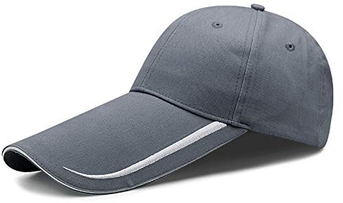 YEKEYI Gorra de béisbol extralarga de 100 % algodón lavado, ala alargada, protección solar, gorra larga grande, Gris, talla única