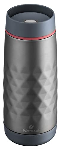 Westmark Isolier-/Thermo-Becher, Travel Mug, hält 5 Std. warm/8 Std. kalt, 400 ml, Rostfreier Edelstahl/Silikon/Kunststoff, BPA-frei, Viva, Anthrazit/Rot, 5280226A