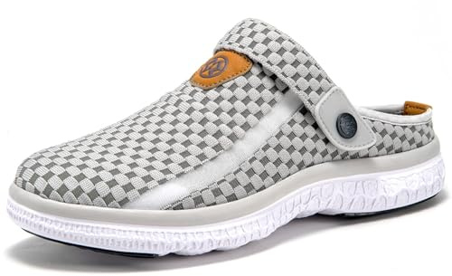 Men Women Clogs & Mules Summer Slippers Garden Shoes Slip-On Beach Sandals | Breathable Mesh Up, Lightweight, Non-Slip, Heel strap, Removable insole