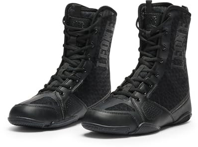 LEONE 1947 Unisex Stivaletti Boxe Professional Professionelle Box-Stiefel-CL102, Schwarz, 45 EU