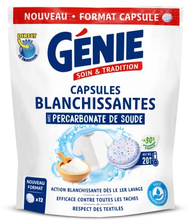 GENIE Soin et Tradition Capsules Blanchissantes Percarbonate de soude 12 x 20 g