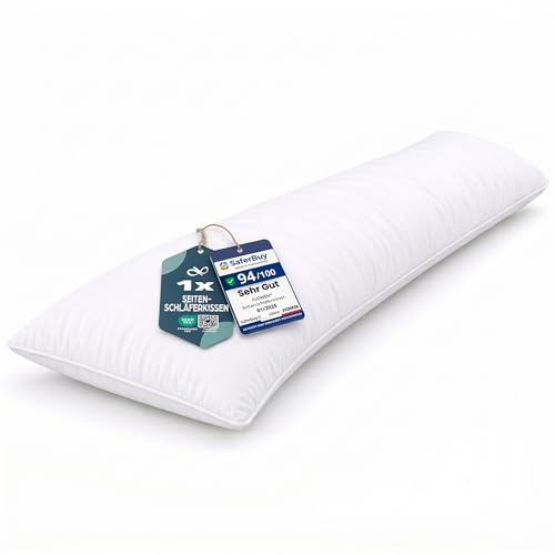 Cuscino Letto per Dormire 40x145 Guanciale Lungo Morbido Antiacaro Anallergico Traspirante per Letto Matrimoniale e Decorativo Divano con Imbottitura 100% Poliestere e Federa in Microfibra Bianca