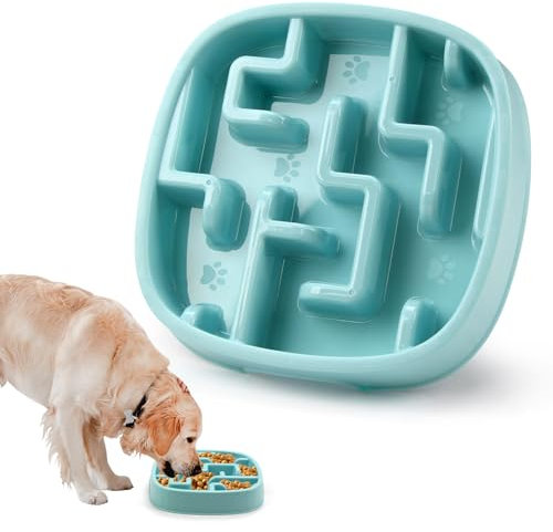 Joyfia Slow Feeder Dog Bowl, Anti-Choking Puzzle Feeding Bowl for Dry, Wet & Raw Food, Slow Down Eating, Prevents Overeating, Puppy Training, Maze Dog Dishes for Small Medium Breeds Cats Pets (Blue)