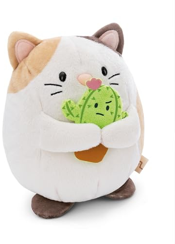 NICI peluche Gatto Angy 27cm con cactus beige - Simpatico peluchetto con imbottitura morbida per giochi e coccole, Doudou, perfetto come idea regalo per bambini e adulti - 61407