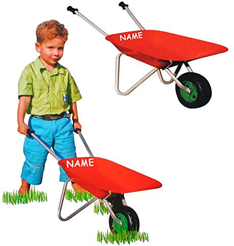 alles-meine.de GmbH große Metall Schubkarre - incl. Name - für Kinder/Kinderschubkarre - Gartenschubkarre - sehr stabil ! - Sandspielzeug - Gartenwerkzeug - Gärtner - Mädchen &..