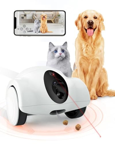 GULIGULI Pet Camera with Phone App - 15 Days Long Standby Pet Robot for Dog Treat Dispenser Feeder 1080P Full HD Dog Robot Camera 360°Move Freely 2-Way Audio (2.4G WiFi ONLY, No Bluetooth)