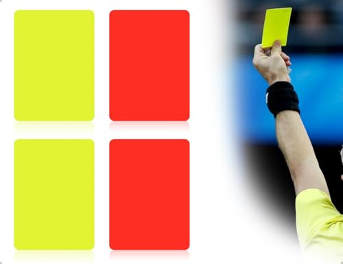 Emezddo 2 pièces Cartes d'arbitre de Football, Outil d'arbitre en PVC, Cartes disciplinaires, Cartes de Football, pour Les matchs de Football pour la compétition (Rouge et Jaune, 7,5 * 10,5 cm)