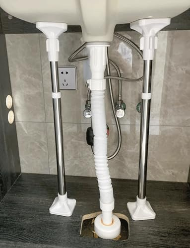 Générique Supports de lavabo sous Plan, Supports de lavabo sous Plan, Supports réglables, Pieds de Support en Acier for Meubles de Salle de Bain(2pcs,High70-120cm)