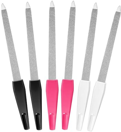 6Pcs Professional Nail Files,Metal Nail File,Nail Files for Natural Nails, Nails Accessories Tools for Home Salon Use,15.4cm/6'', White/Black/Pink