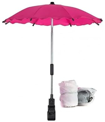 Roma Dolls Pram Accessory Pack -Raincover, Insect Net, Parasol, Red, Pink or Cream, Universal fit for 99% of Dolls prams (Pink)