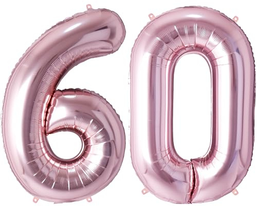 FUNFEST Palloncini Compleanno 60 Anni Oro Rosa – Numeri Giganti (100cm)