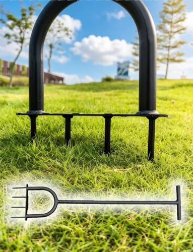 VIVIDTSUI Arieggiatore per Prato Manuale in Acciaio al Carbonio, aeratore e scarificatore per Giardino e Prato, Manico T Antiscivolo con poggiapiedi, Ideale per Terreni compatti