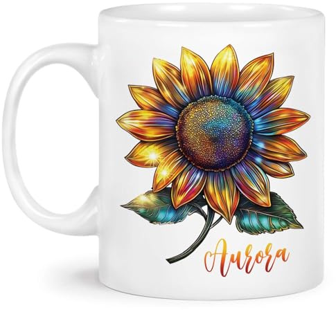 Keramisk mugg personliga tekoppar vacker solros blomma tema rolig porslinsmugg för män firande kollega 330 ml