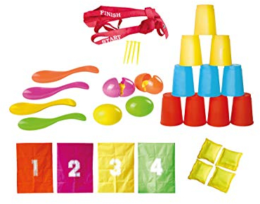Knorrtoys 56000 - Party Set - Fun 32teilig, Sackhüpfen, Eierlaufen, Dosenwerfen, [Mo]