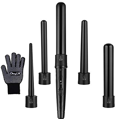 Ckeyin® 5 in 1 multifunzione intercambiabili arricciatori per capelli/kit per capelli. Corpo in ceramica tormalina.