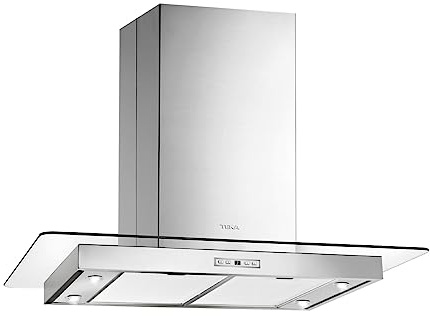 Teka DG3 985 Isla - Campana de Isla de 90 cm, con Ala de Cristal, Motor Doble Turbina ECOPOWER, 4 Lámparas LED, 3 Velocidades + Intensiva, Color Acero Inoxidable