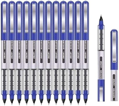 Tintenroller Stifte, 12 Stück Gelstifte Blau, 0,5mm Flüssigtinte Rollerball Stift, Schnelltrocknend Gelschreiber Glatter Kugelschreiber für Journaling, Schreiben, Notieren & Skizzieren