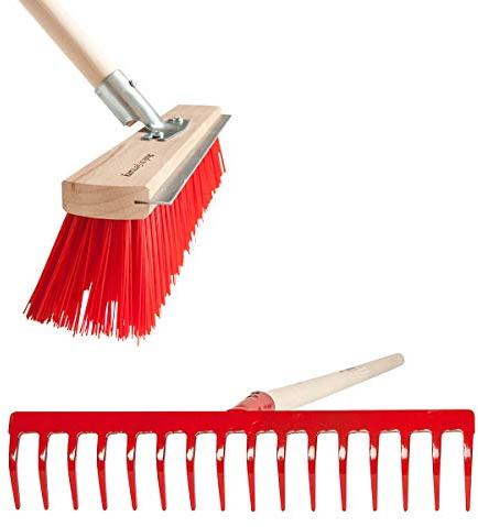 SHW-FIRE Set: 16 Zinken Gartenrechen und 40 cm breitem Straßenbesen