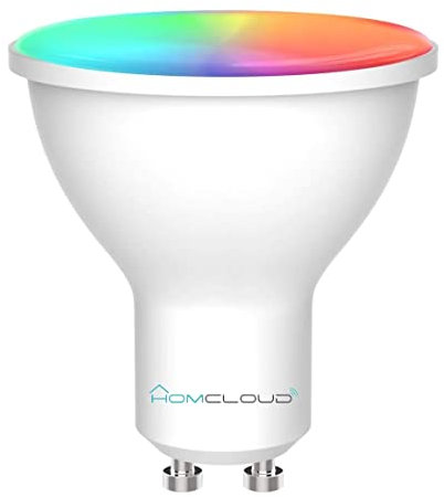 Homcloud Faretto LED wifi Smart GU10 Wi-Fi Intelligente dimmerabile, Multicolore + Bianco caldo, 5.5W ad incasso per Lampade e Applique, controllo con APP, Smart Life, Alexa o Google