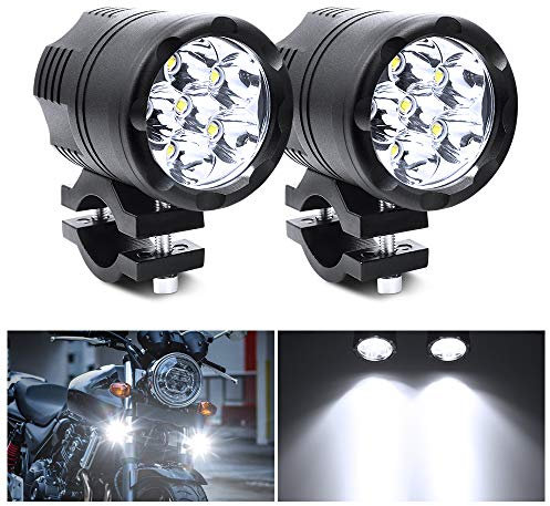 Biqing 2PCS Universal Motorcycle Spotlights LED Fog Lights,6 LEDs Motorbike Driving Fog Lights Auxiliary Lamp Daytime Running Lights 12V 24V Fit for Trikes/Quads/Bike/Cars/Trucks/Boat