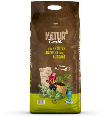 Natur Erde für Kräuter, Anzucht und Aussaat, 18l, Kräutererde, Anzuchterde, Aussaaterde