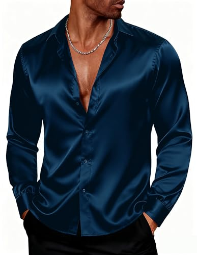 PJ Paul Jones - Chemise en satin brillant à manches longues avec nœud papillon pour homme