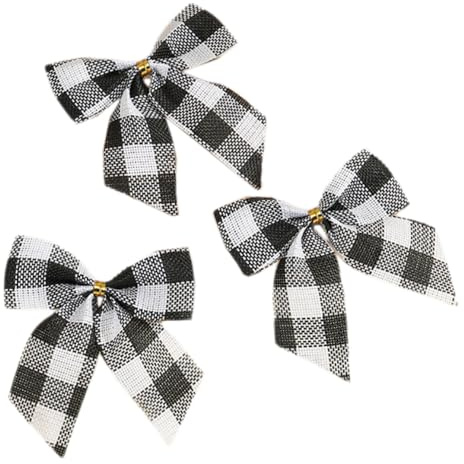 20 lazos para árbol de Navidad, lazos de Navidad, decoración con campanillas para árbol de Navidad, lazos decorativos para adornos de árbol de Navidad, boda, cumpleaños, Navidad, negro y blanco a