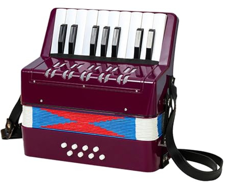 harayaa Accordéon Piano 17 Touches et 8 Basses, Jouet Musical éducatif pour Le Développement Précoce Des Enfants, avec Sangle Réglable pour Les Débutants, Violet