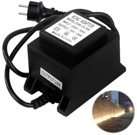 XEERUN LED Trafo 24V Netzteil AC/AC 50W, Außen Steckernetzteil Transformator IP68, Transformator 220V 24V Mit Stecker Für LED-Beleuchtung Und Teichpumpen - Schwarz