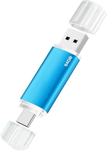 Onbqurg Chiavetta USB C 64 GB 2.0, Pen Drive, OTG Pennetta USB per Type C Smartphones, Laptops, Tablets, PC, Auto (Blu)