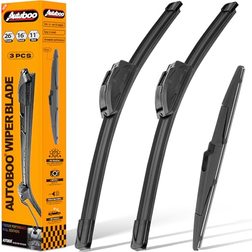 AUTOBOO 3-Pack Windshield Wiper Blades for Kia Sportage 2017-2022 Hyundai Santa Fe 2019-2023 Kia Sorento 2016-2020, Original Equipment Replacement 26+16 Front and 11 Rear, Easy One-Click Install