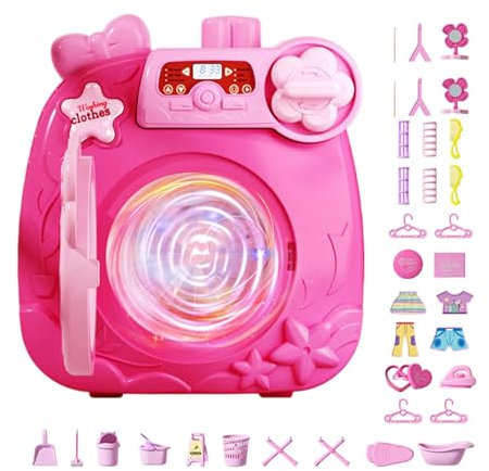 Spielwäscheset für Kinder, Kinderwaschmaschine,Puppenhaus-Waschmaschinenspielzeug | Spielzeug für Mädchen, Lern- und Bildungsspielzeug, Spielzeugset für Waschmaschine und Wäsche zum Geburtstag