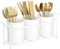Lifewit Pot Ustensile, Rangement Ustensiles Cuisine avec 3 compartiments, Décoration Cuisine, Porte Ustensiles pour Fourchettes, Cuillères, Couteaux, Comptoir de Cuisine, Blanc