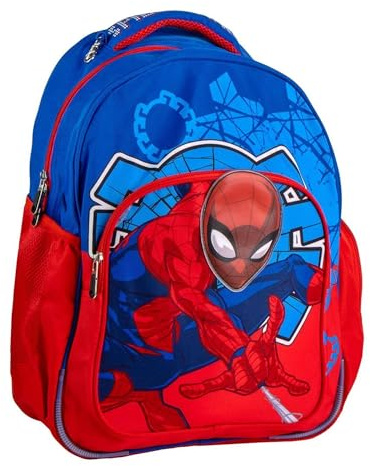 Mochila Escolar Spider-Man Infantil Diseño Azul y Rojo con Bolsillos Laterales - Mochila Spiderman Resistente y Cómoda para Niños Fans de Marvel