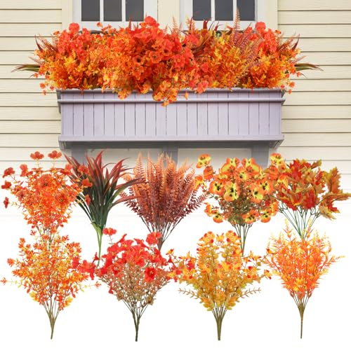 LEIMEND 20 Piezas Plantas Artificiales Otoño Flores Artificiales de Otoño Salón Mesa de Comedor Balcón y Decoraciones para el Baño Decoraciones Otoñales de Temporada