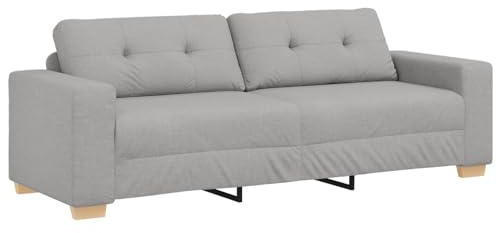Mandloder 3-sitsig soffa, molngrått tyg, modern design för vardagsrum, slitstark, med mjuk skumkudde, 221 x 78 x 80 cm, bekväm relaxsoffa