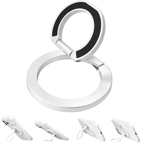 Soporte Anillo Magnético Movil para MageSafe 360° Rotación Agarre de Teléfono Móvil de Doble Cara Anillo Magnético Móvil para iPhone 17/16/15/14/13/12, Samsung Galaxy S25/S24