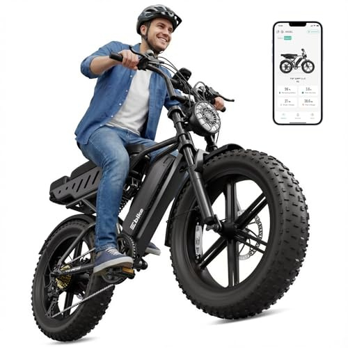 TS TST GRP LLC Electric Bike for Adults, 1500W Peak Motor Retro E Bike, Removable 48V 15Ah Battery, 20 x4.0 Fat Tire, 30 MPH Max Speed, 65 Miles Range, Ebike with Suspension, Black