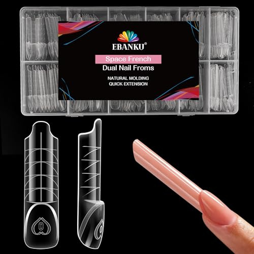 EBANKU 150PCS 3D Reverse French Dual Form, Magic Caps Zone French Nail Dual Form Kit Per Estensione Rapida Delle Unghie Casa o Salone(Quadrato)
