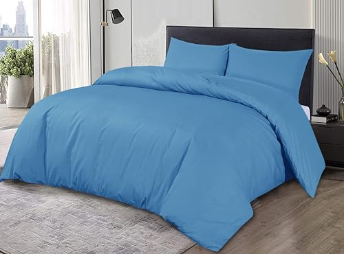 Sapphire Collection 100% Egyptian Cotton 200 Thread Count Duvet Cover With Pillow Case Bedding Set (Teal, Super King)