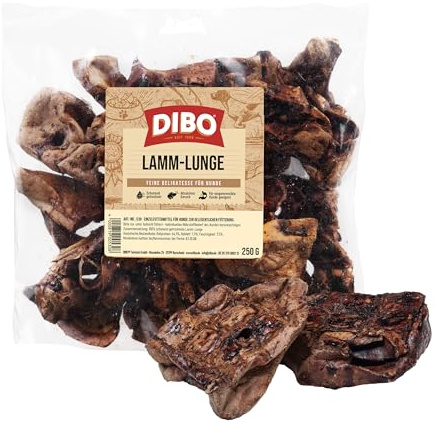 DIBO Bolsa de 250 g de Cordero, Aperitivo o golosina para morder, Comida para Perros, artículo masticable de Calidad sin Productos químicos