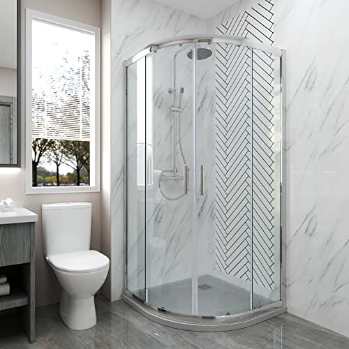 ELEGANT 1000 x 1000 mm Quadrant Shower Enclosure 6mm Easy Clean Glass Sliding Door Shower Cubicle