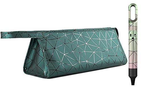 BAGCRAZY Custodia da viaggio in pelle compatibile con Dyson Airwrap Styler, borsa organizer portatile Airwrap per Dyson, borsa organizer per accessori Shark FlexStyle, verde scuro