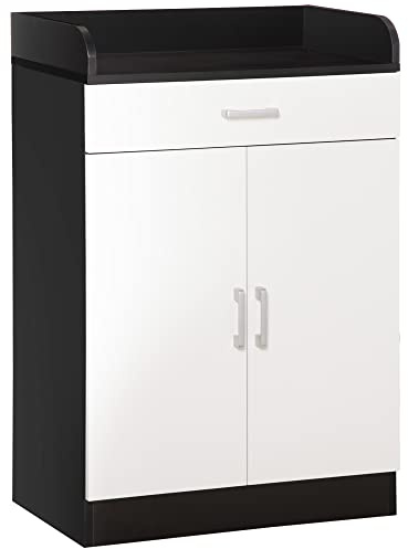 HOMCOM Mobiletto con Cassetto di Legno, con Ripiano Regolabile, Mobiletto da Cucina Salvaspazio, Soggiorno e Anticamera, in Legno MDF, 60x40x90cm, Bianco e Nero
